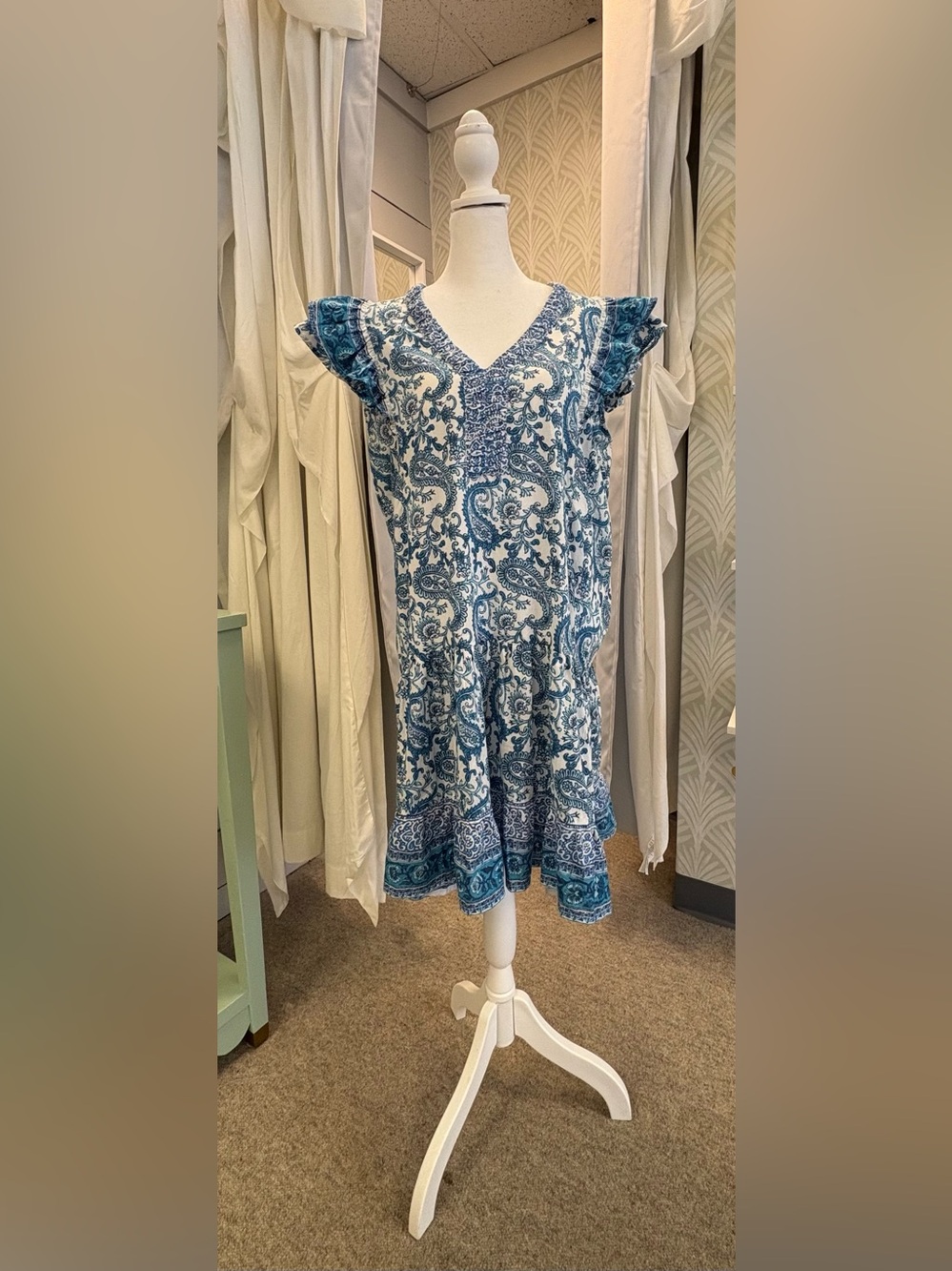 💙Bindu Kaila Dress in Blue Paisley